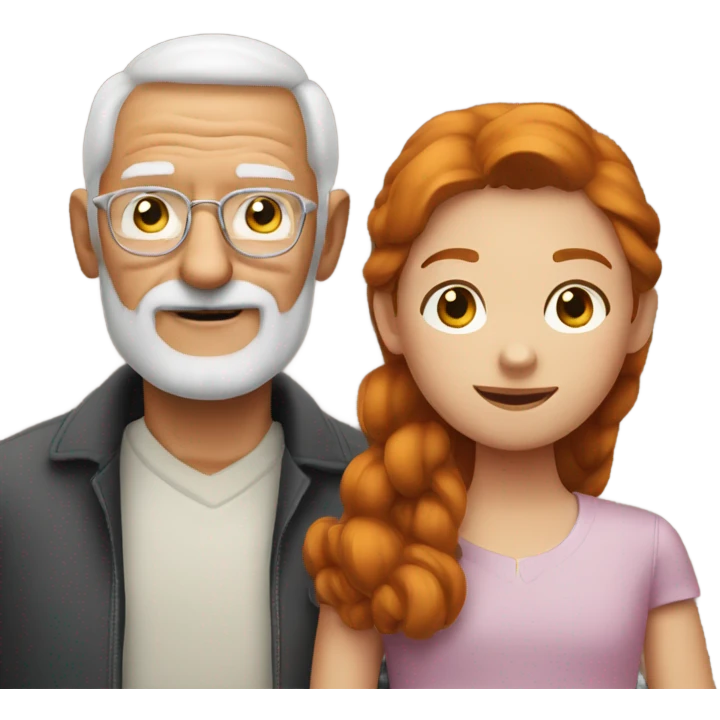 Ginger Grandpa and brunette granddaughter emoji