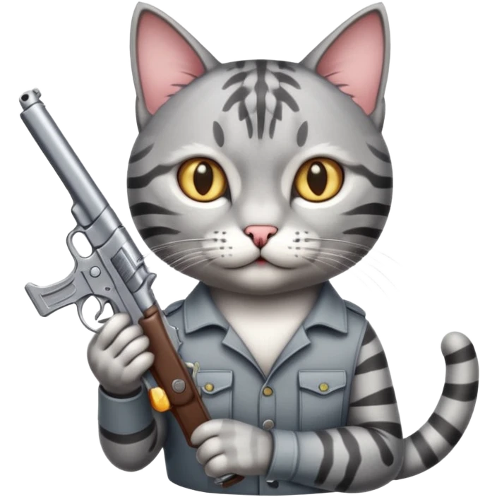 One cat have 2 guns emoji