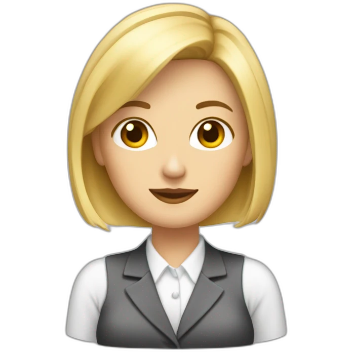 secretaire blonde avec un casque coupe de cheveux au carré emoji