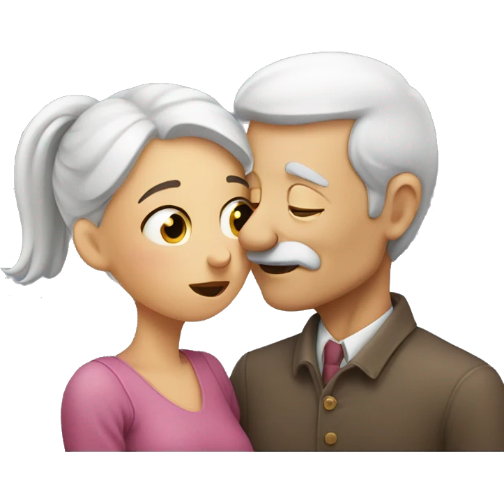 An old man kisses his girl emoji