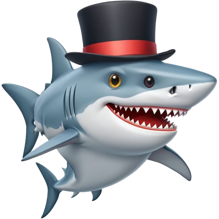 Shark with a top hat emoji
