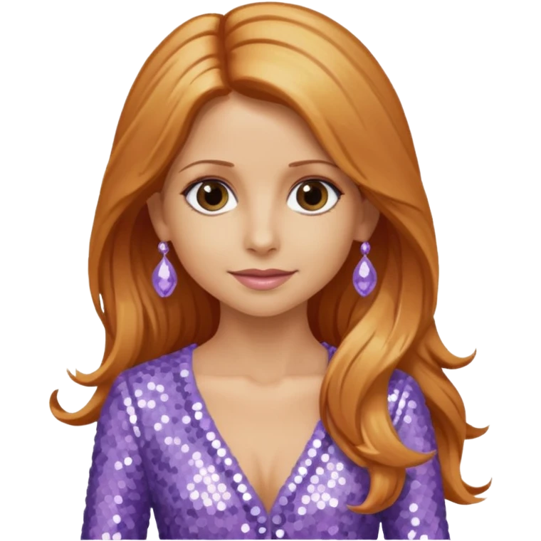 Sarah Michelle Gellar with long reddish blonde hair, lavender sequin outfit emoji