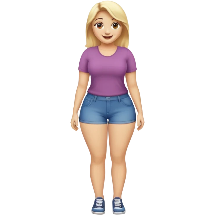 fullbody curvy blonde woman, realistic emoji style, casual pose, safe for work, smiling emoji