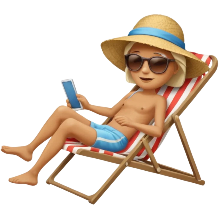an emoji that is representative for someone who is old, retired and is lying in an sun-chair at the beach to recover from retiring-stress emoji