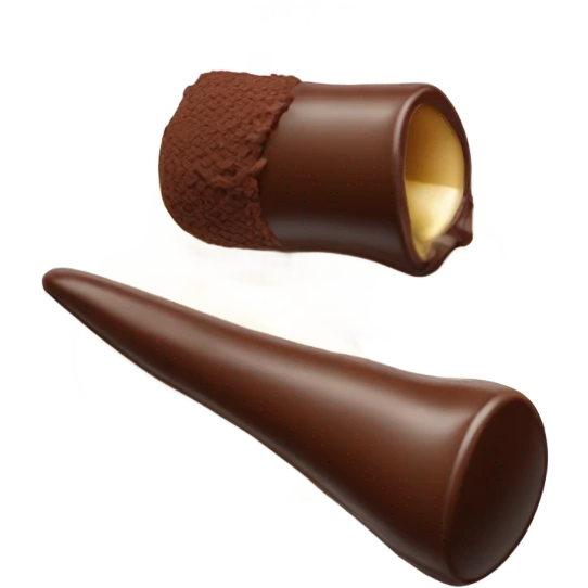 a chocolate quenelle and a larger vanilla quenelle on a plate emoji