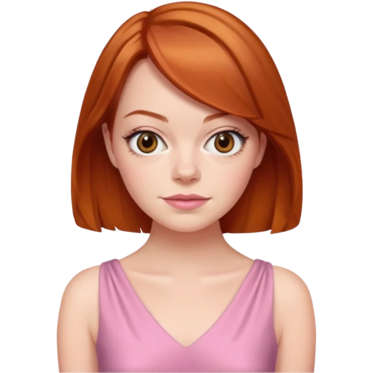 Emma Stone, orange brown hair, pink dress emoji
