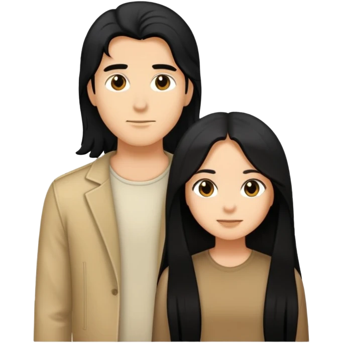 Tan boy long black hair light tan girl long black hair  emoji