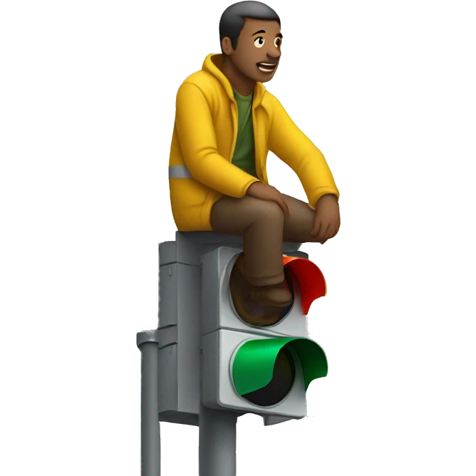 man sitting on a traffic light emoji