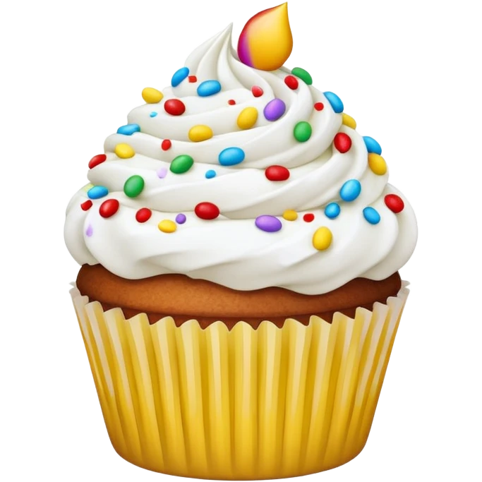 Cupcake with white icing and colorful sprinkles  emoji