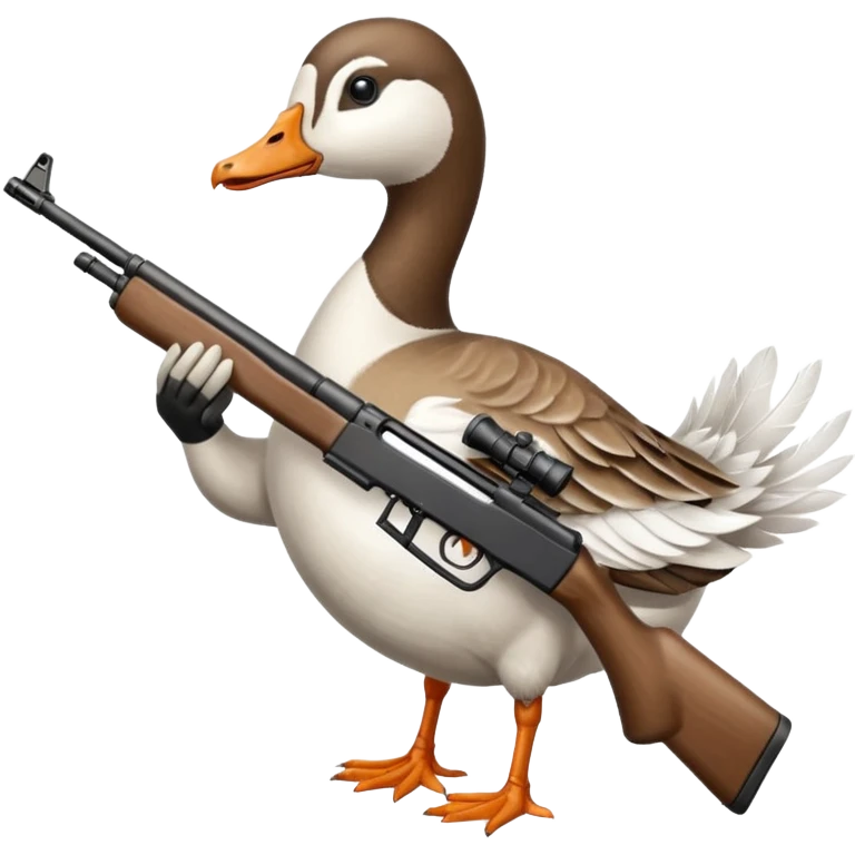 Goose with an automatic rifle emoji