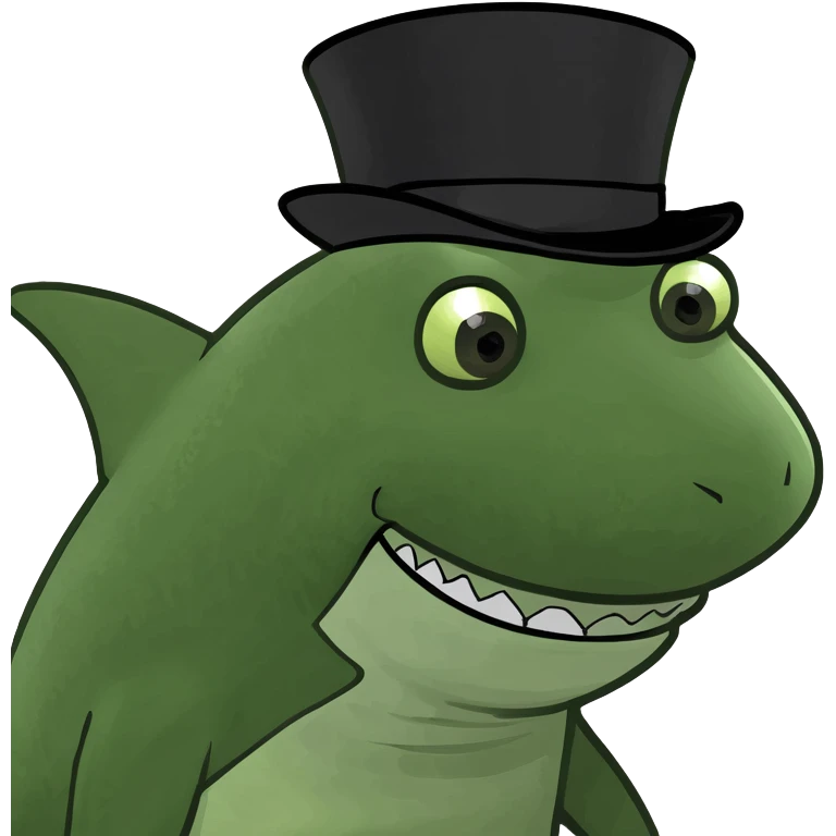Shark with a top hat emoji