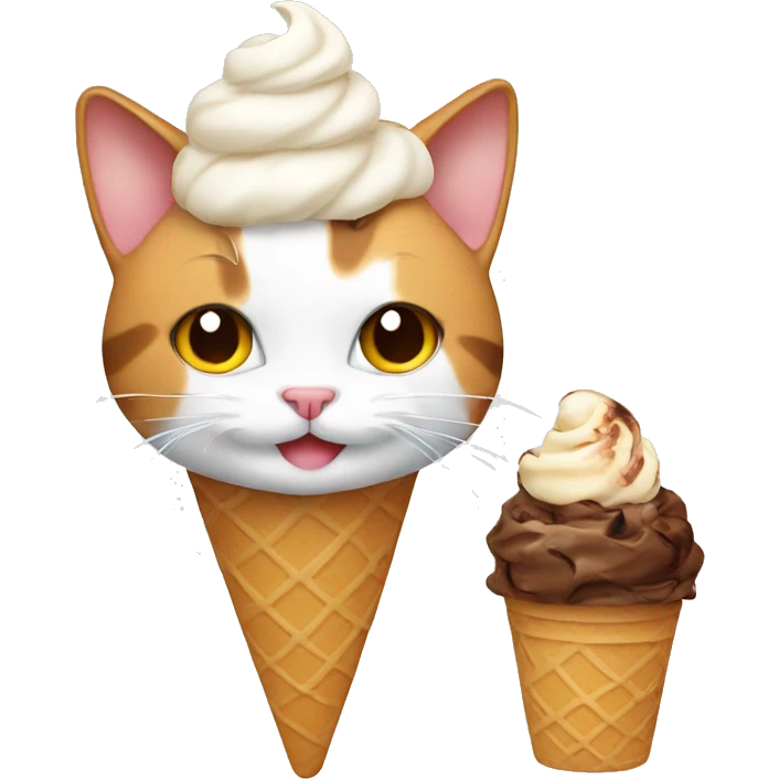 Icecream with calico cat emoji