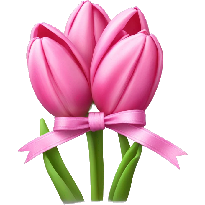 Pink tulips with a bow emoji