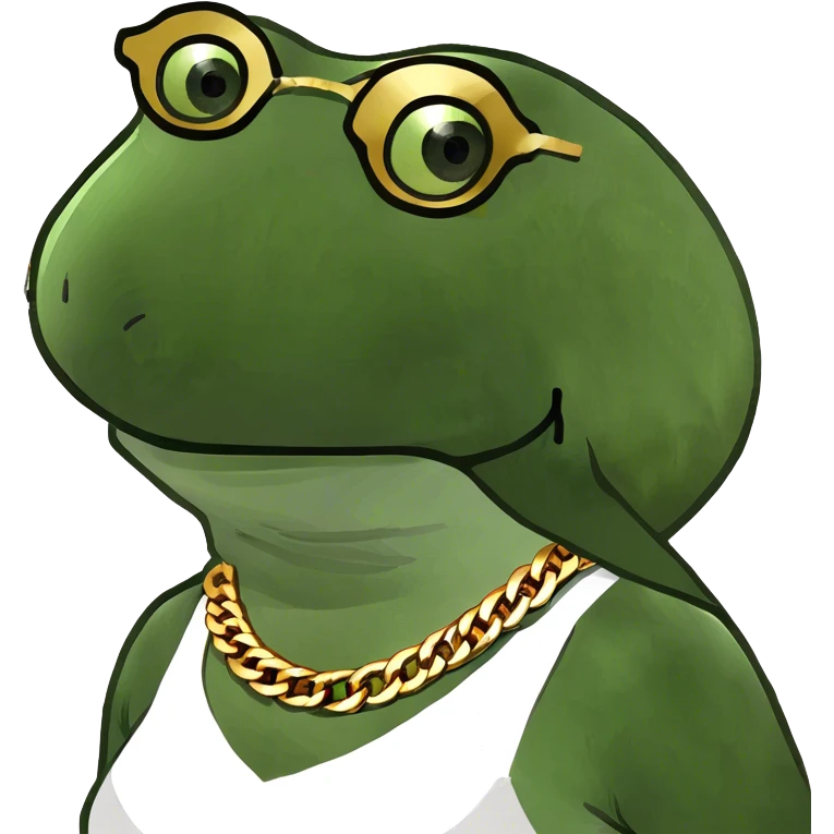 gold based swag rizz frog lady emoji