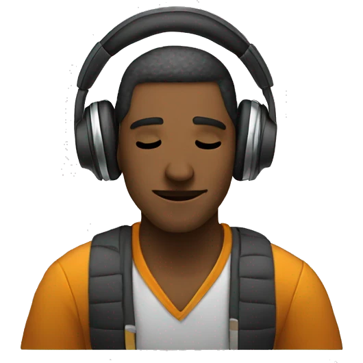 a man listening music and studying emoji