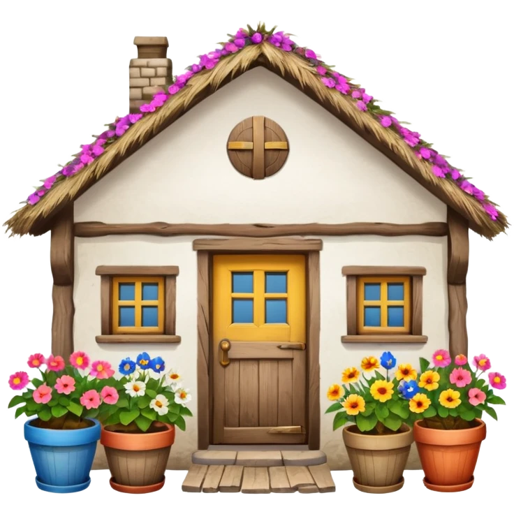 A Ukrainian peasant house with white walls emoji