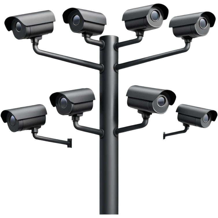 Multiple CCTV cameras on a pole in black  emoji