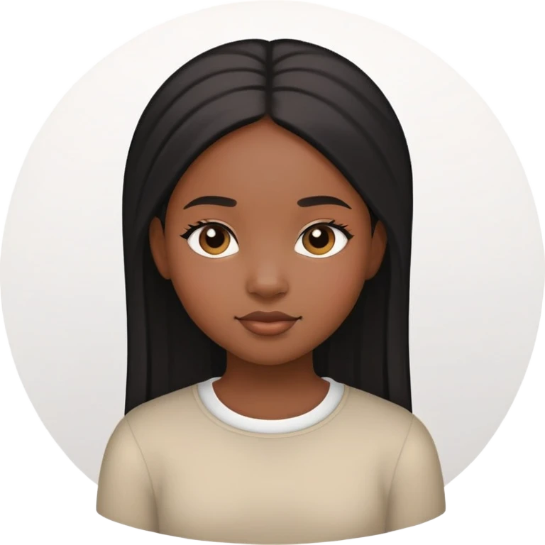 Black girl with fair skin, round face, and straight hair emoji