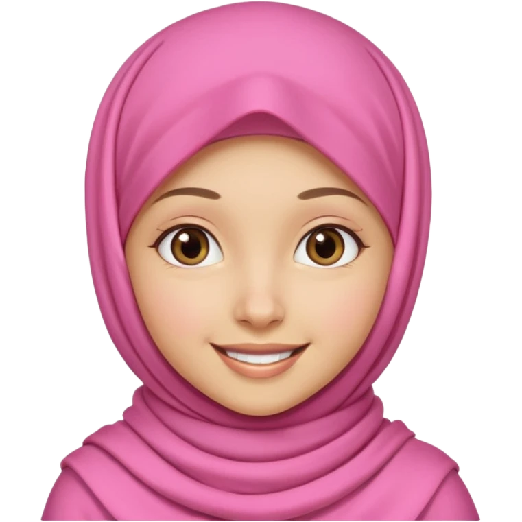 A medium light skin girl with pink hijab smile  emoji