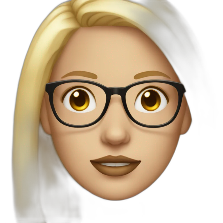 blonde woman with glasses and a septum ring emoji