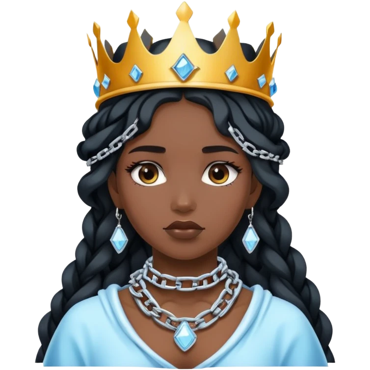 Black icy girl with chains on her neck and watches on her hands while she wears a crown  emoji