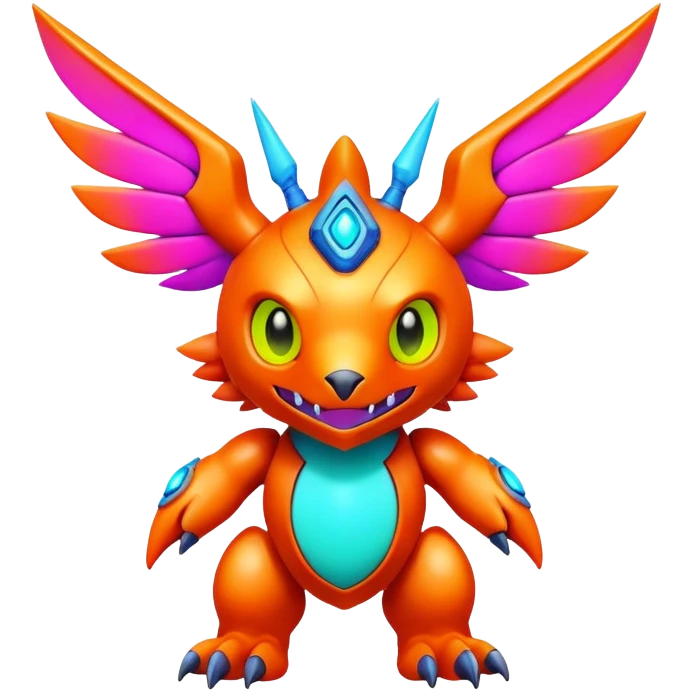  lush warm-colored modern colorful neon-colored cyber-Fakémon-Digimon-creature emoji