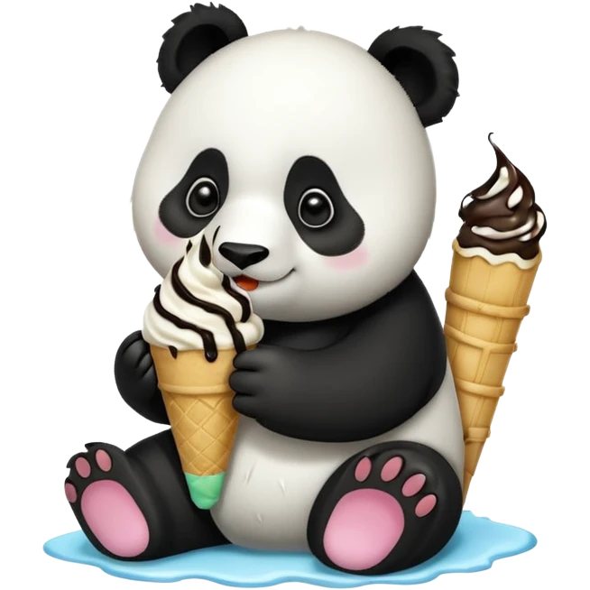 Panda eating ice cream emoji