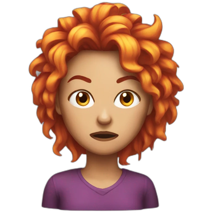 Angry Woman with fire hair emoji