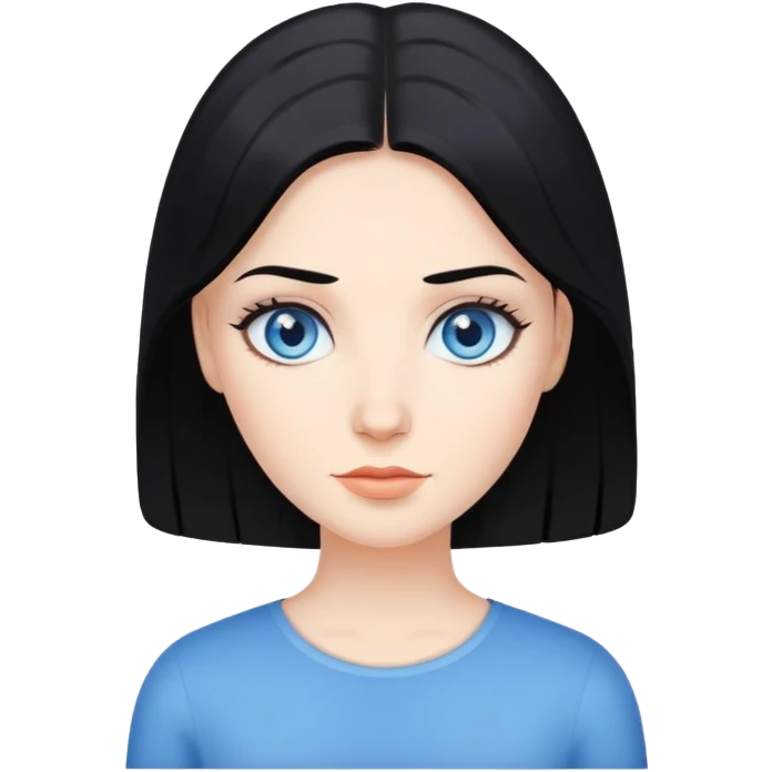Black hair blue eye white woman emoji