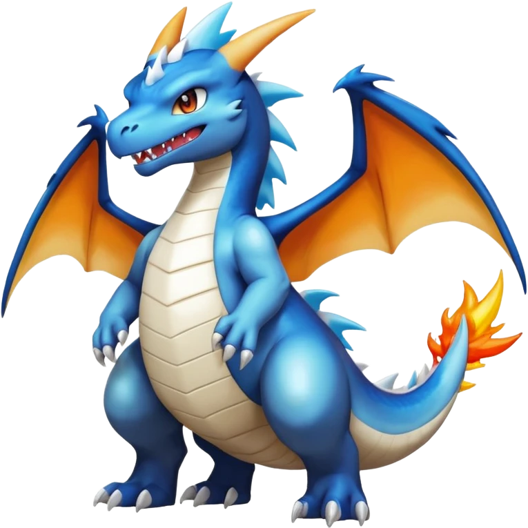 Black and white colorful gradient shiny glossy Fakémon-Digimon-Gabite-Charizard-Croconaw-Reshiram-Zekrom-creature-hybrid (full body) emoji