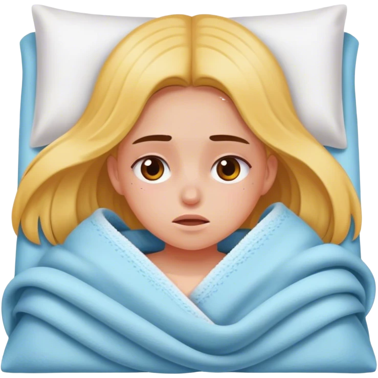 Fille malade avec une couverture  emoji