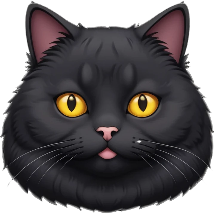 A fat cat black with yellow eyes emoji