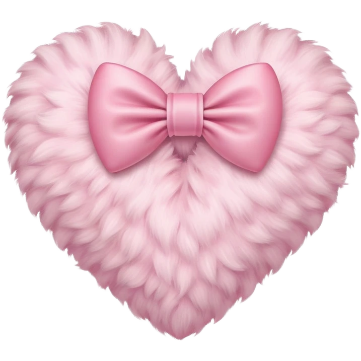 cute pastel pink fluffy heart with bow emoji