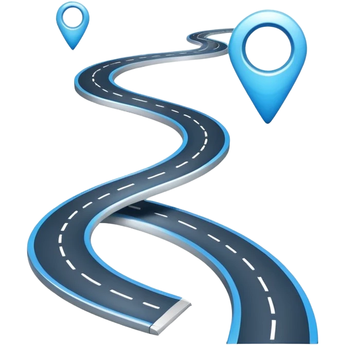 Clean roadmap icon emoji with curved path and milestones, modern corporate style emoji