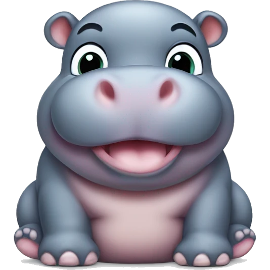 chubby baby hippo with a belly emoji