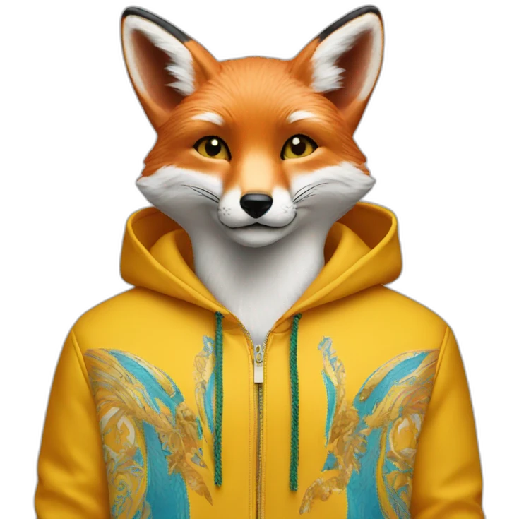 Happy fox in the versace hoodie emoji