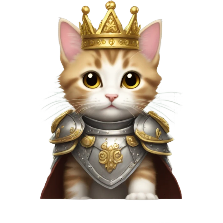 Kitten with crown and armor emoji