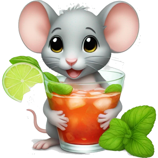 baby mouse drinking mojito emoji