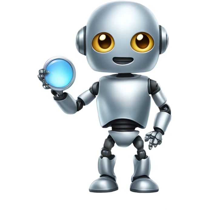 cute robot looking with the mirror in the hand  emoji