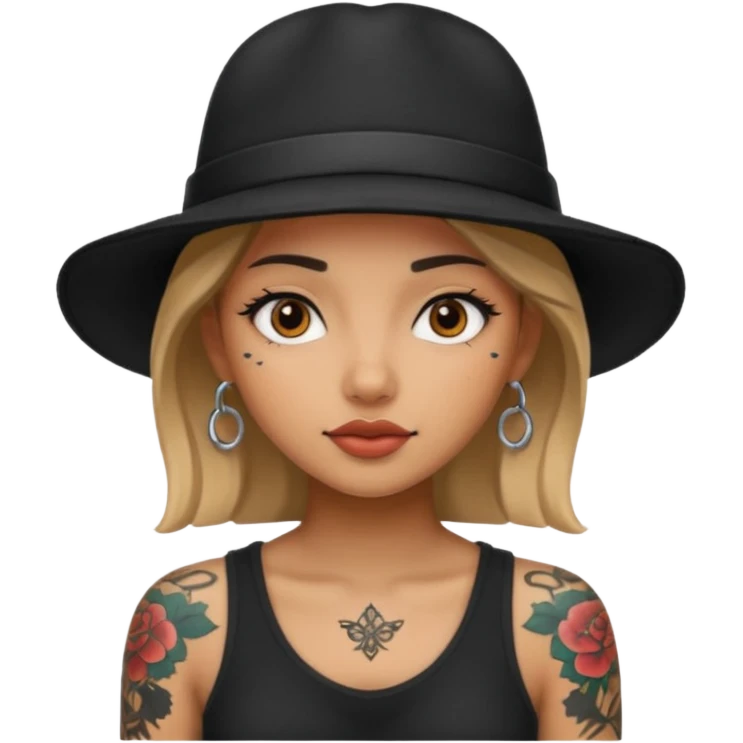 tattoo girl with black hat emoji