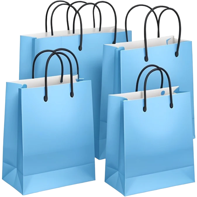 Bundle of 3 Light blue shopping bags emoji