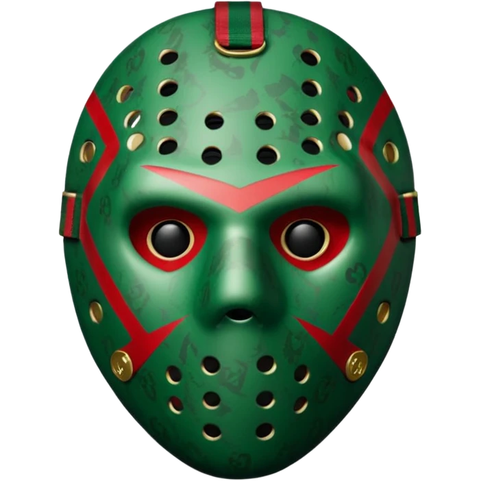 сделай маску джейсона вурхиза сделай ее цветом бренда гучи и добавь монограмму emoji