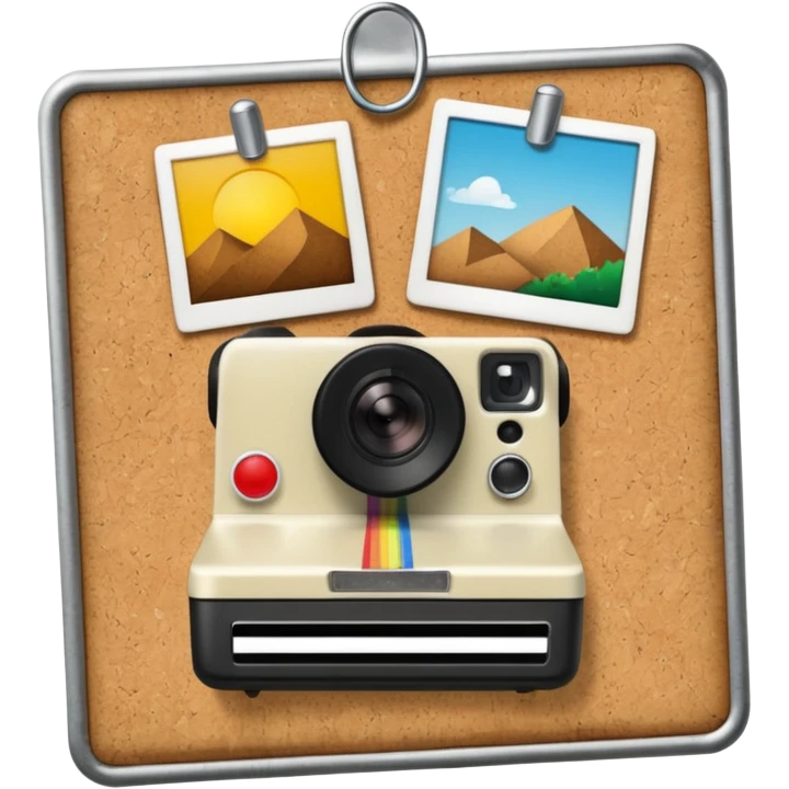 Collage board with polaroid photo emoji