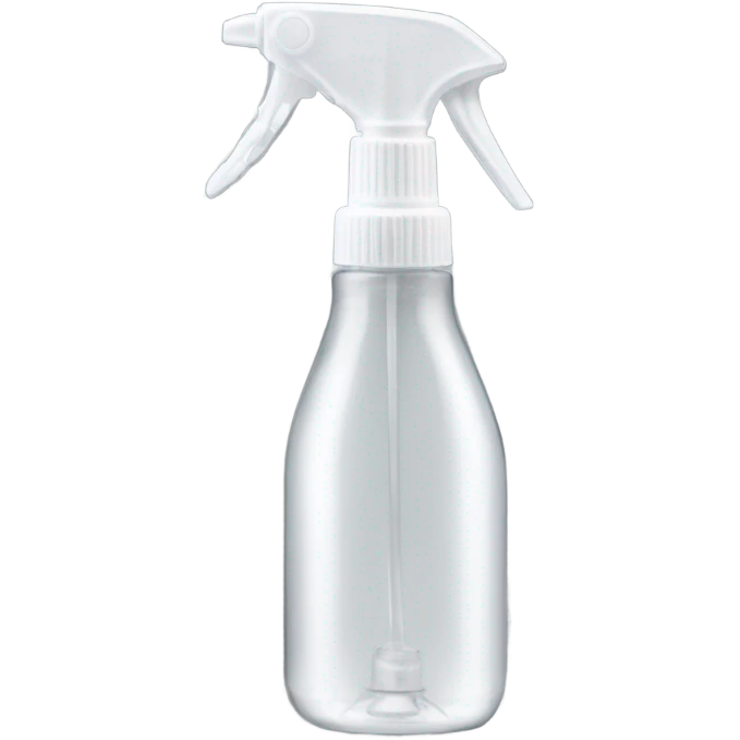 A handheld plastic spray bottle with a transparent container, featuring a very long metal nozzle and a white handle emoji