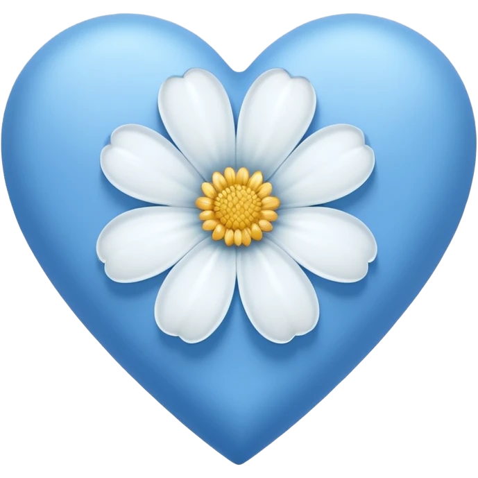 blue heart with one white flower emoji