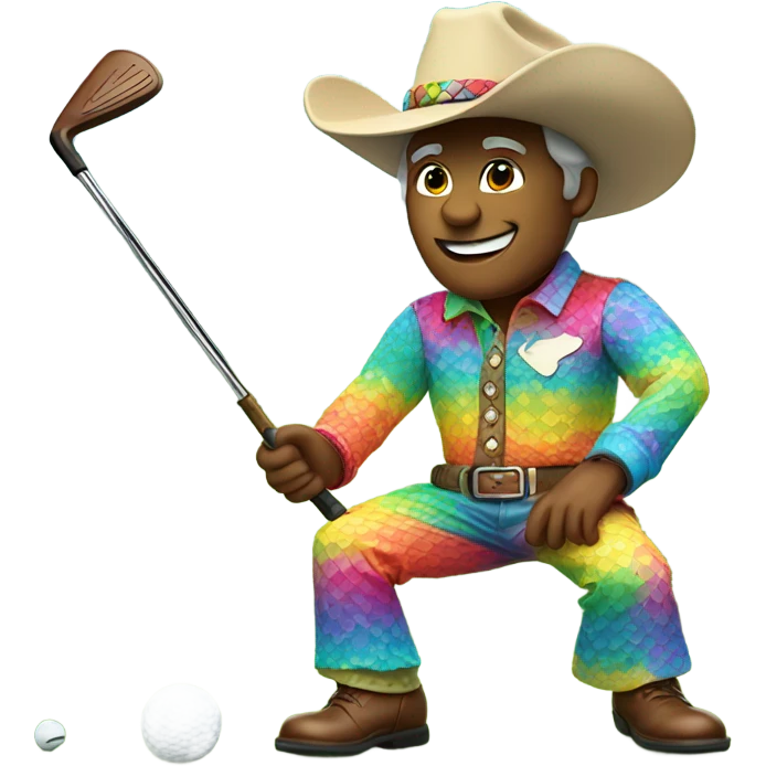 Rainbow cowboy golfing emoji