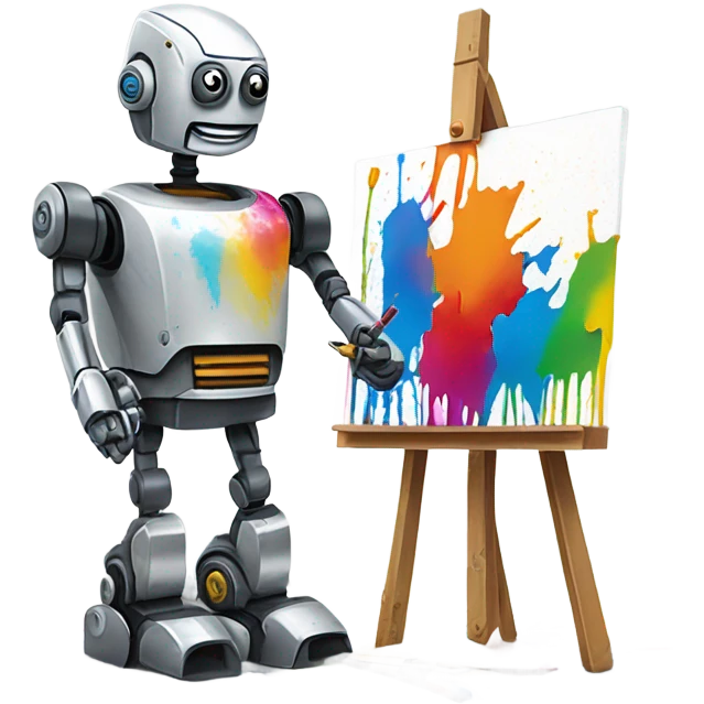 robot paints emoji