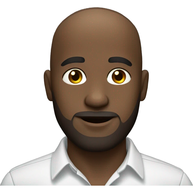 bald dark skin man small eyes thin beards in shirt emoji