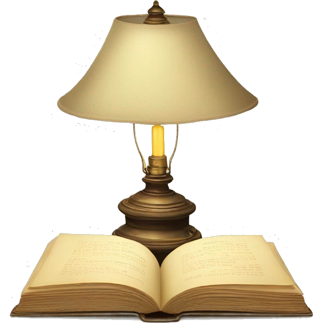 vintage lamp with open book emoji