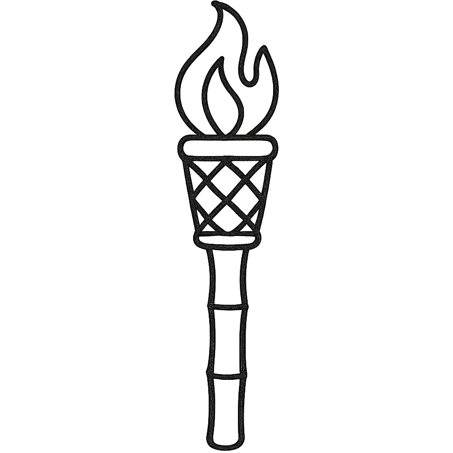 hand-drawn outline style bamboo torch icon emoji